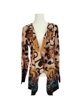 Vintage 90s Take Two Open Front Waterfall Cotton Cardigan Size Medium EUC